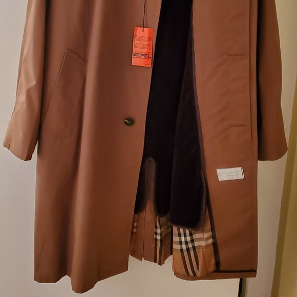 Dupont Zepel Rain/Stain Repeller tan/camel Men's Size 44L liner raincoat #8032 - Picture 6 of 10